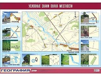 Таблица демонстрационная "Условные знаки плана местности" (винил 100*140) - fgospostavki.ru - Радужный