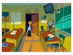 Магнитно-маркерный ситуационный плакат "Классная комната" с набором магнитных карточек + методические рекомендации (иностранный язык) - fgospostavki.ru - Радужный