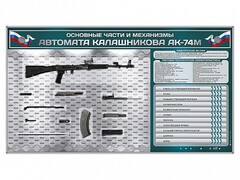 Электрифицированный стенд "Основные части и механизмы автомата Калашникова АК-74М" с полноразмерными, оригинальными макетами деталей и механизмов под стеклом - fgospostavki.ru - Радужный