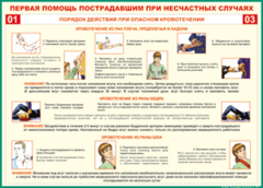 Таблица "Порядок действий при опасном кровотечении" (100х140 сантиметров, винил) - fgospostavki.ru - Радужный