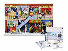 Магнитно-маркерный ситуационный плакат "Магазин" с набором магнитных карточек + методические рекомендации (иностранный язык) - fgospostavki.ru - Радужный