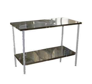 Стол на металлическом каркасе с полкой 600*1200*750(900) - fgospostavki.ru - Радужный