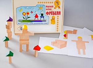 Игровой набор Фребеля "Конструктор деревянный без соединений-3" (Серия "Эксперимент") - fgospostavki.ru - Радужный