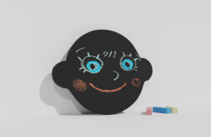 Фигурная грифельная меловая доска на тему эмоций - fgospostavki.ru - Радужный