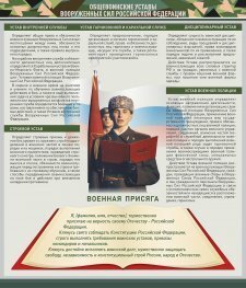 Стенд "Уставы. Закон военной службы. Военная присяга" - fgospostavki.ru - Радужный