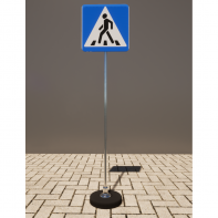 Знак дорожный "Пешеходный переход" 5.19.1 типоразмер 40 на стойке с основанием 3кг - fgospostavki.ru - Радужный