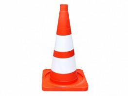 Сигнальный дорожный конус (мягкий, с двумя белыми полосами) - fgospostavki.ru - Радужный