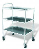 Столик инструментальный передвижной металлический с тремя стеклянными полками (мебельные колеса) - fgospostavki.ru - Радужный