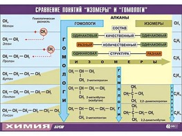Таблица демонстрационная "Сравнение понятий изомер и гомолог" (винил 100x140) - fgospostavki.ru - Радужный