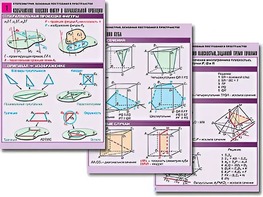 Комплект таблиц по геометрии "Стереометрия. Основные построения в пространстве" (8 таблиц, А1, ламинированные) - fgospostavki.ru - Радужный
