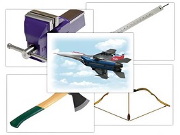 Набор предметных картинок "Оружие, военная техника. Инструменты" (48 штук, А4, с магнитами) - fgospostavki.ru - Радужный