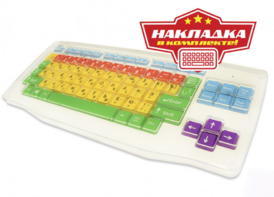 Клавиатура адаптированная с крупными кнопками + пластиковая накладка, разделяющая клавиши - fgospostavki.ru - Радужный