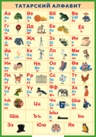 Таблица "Татарский алфавит в картинках" (100х140 сантиметров, винил) - fgospostavki.ru - Радужный